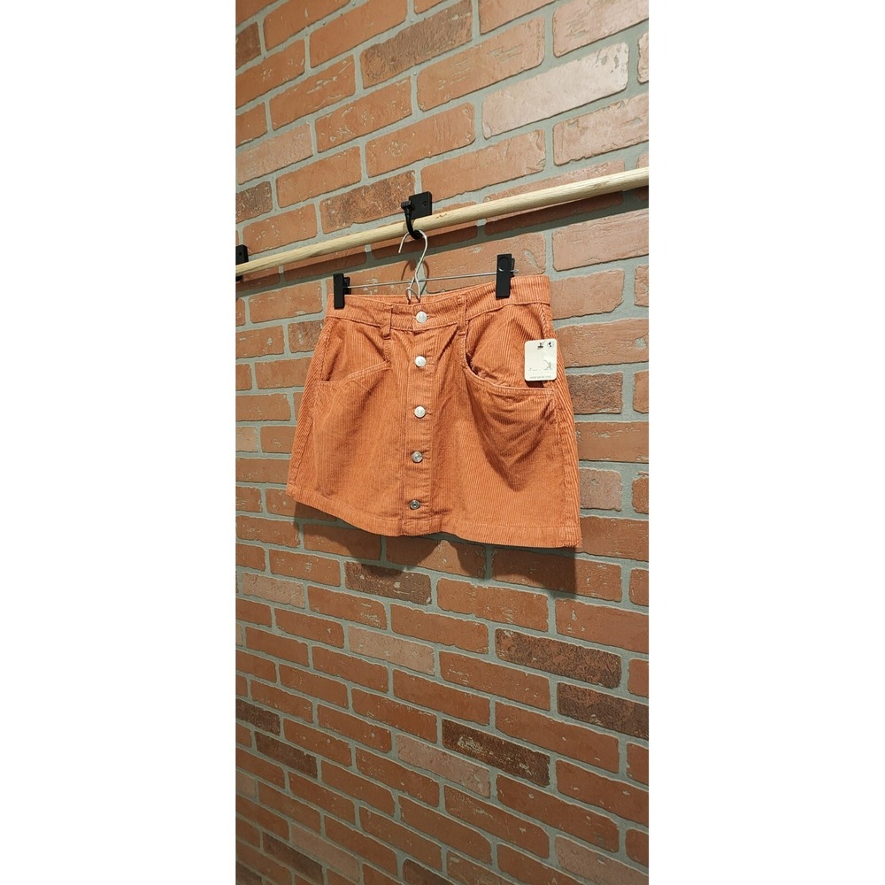 free people‎ skirt 8 New Corduroy orange Womens.              Bin 18